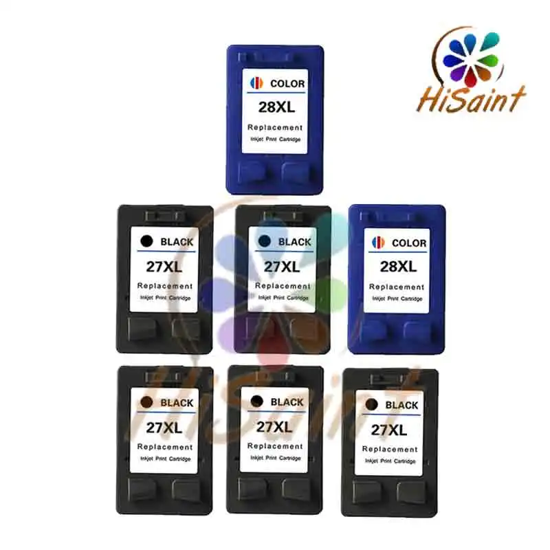 HOT sale 5BK+2C Rushed for HP27XL 28XL ink cartridge HP 3320 3420 3535 3650 3744 3745 3845 4255 large capacity Free shipping