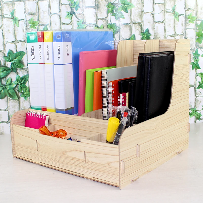 

Multifunctional Wooden Desk Set Desk Organizer Pen Holders Cosmetic Storage Box/Memo Box Office Organizer School Supplie