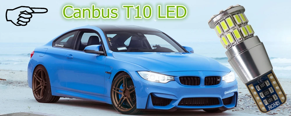 WLJH 2x T10 W5W светодиодный авто лампа с Canbus габаритного фонаря для Ford Focus 2 1 Fiesta Mondeo 4 3 Transit Fusion Ranger Mustang ка S max