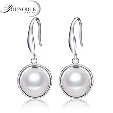 YouNoble best price 925 sterling silver earrings for women high quality 9 10mm natural pearl jewelry