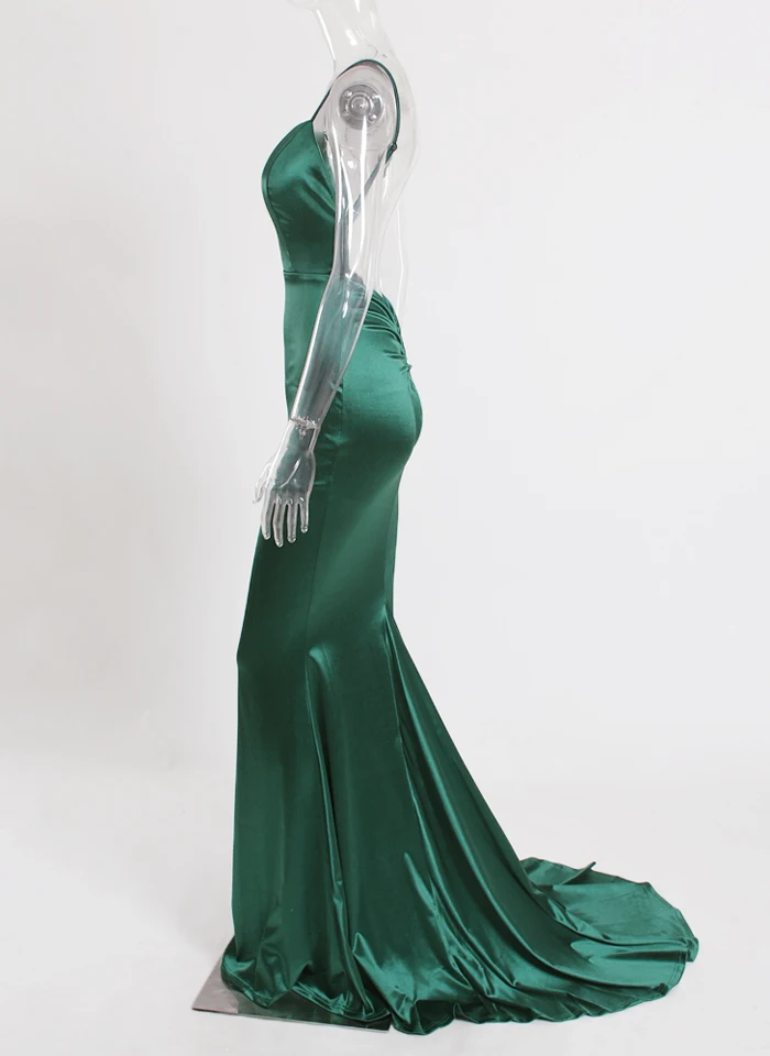 Зеленое сексуальное вечернее платье длиной до пола, платье русалки с открытой спиной, облегающее платье без рукавов с открытой спиной, эластичное платье
