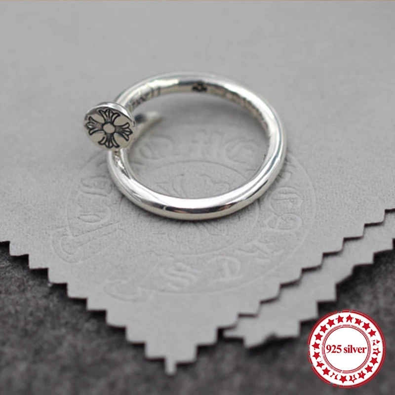 

s925 sterling silver men's ring jewelry vintage personality unique hip-hop nails punk style couple open ring send lover's gift