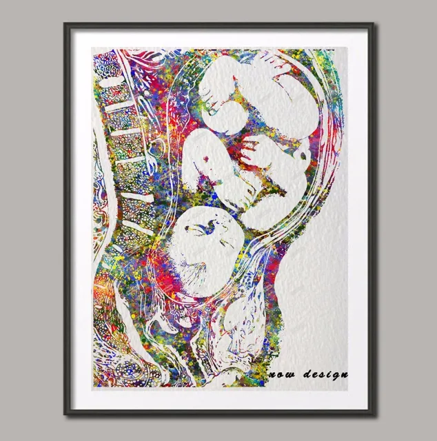 original watercolor pregnancy wall art canvas painting full term original watercolor pregnancy wall art canvas painting full term baby in womb poster print pictures home