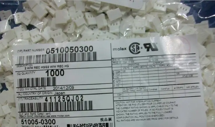 0510050300 CONN RCPT 3POS 2MM WIRE TO 51005-0300 MOLEX Connectors terminals housings 100% new and original parts 510050300 | Обустройство