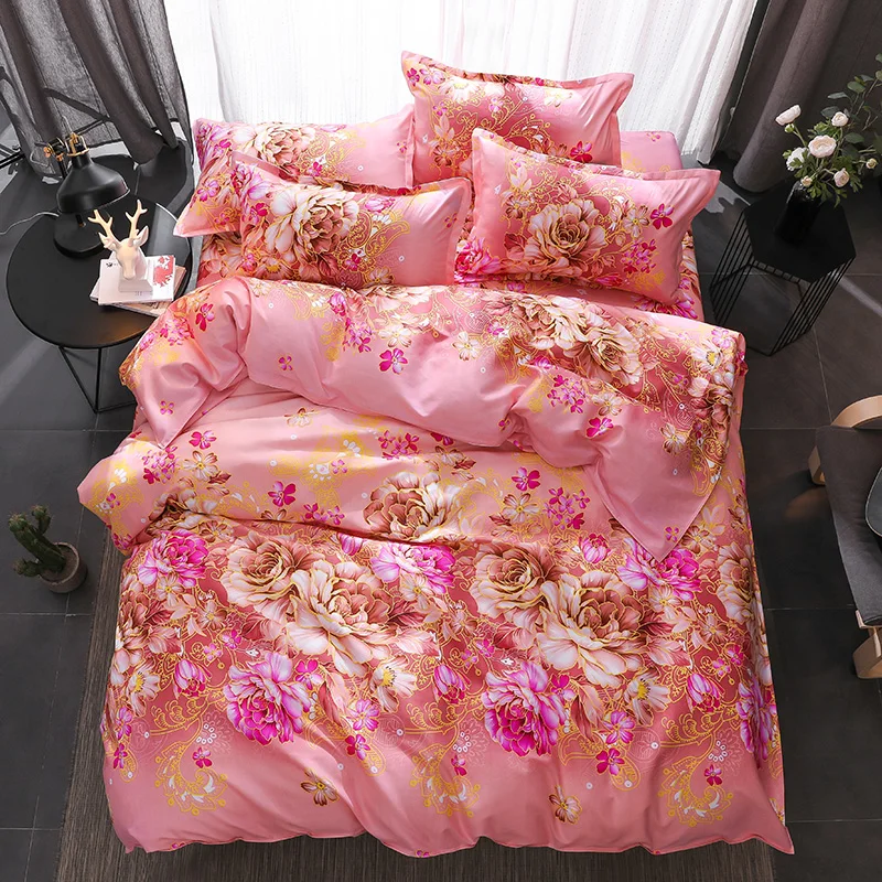 Romantic American Country Style Fl Plant Bedroom Set