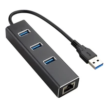 Алюминий USB HUB Ethernet адаптер USB 3,0 хаб 3 Порты и разъёмы 10/100/1000 Мбит/с сети Порты и разъёмы к rj45 lan проводной сетевой адаптер USB разветвитель
