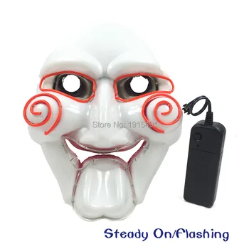 

Disco DJ Bright Costume Party Props EL Wire Chainsaw Mask Movie Club Favors Twinkling Twin Colors Neon Led Strip Grotesque Mask