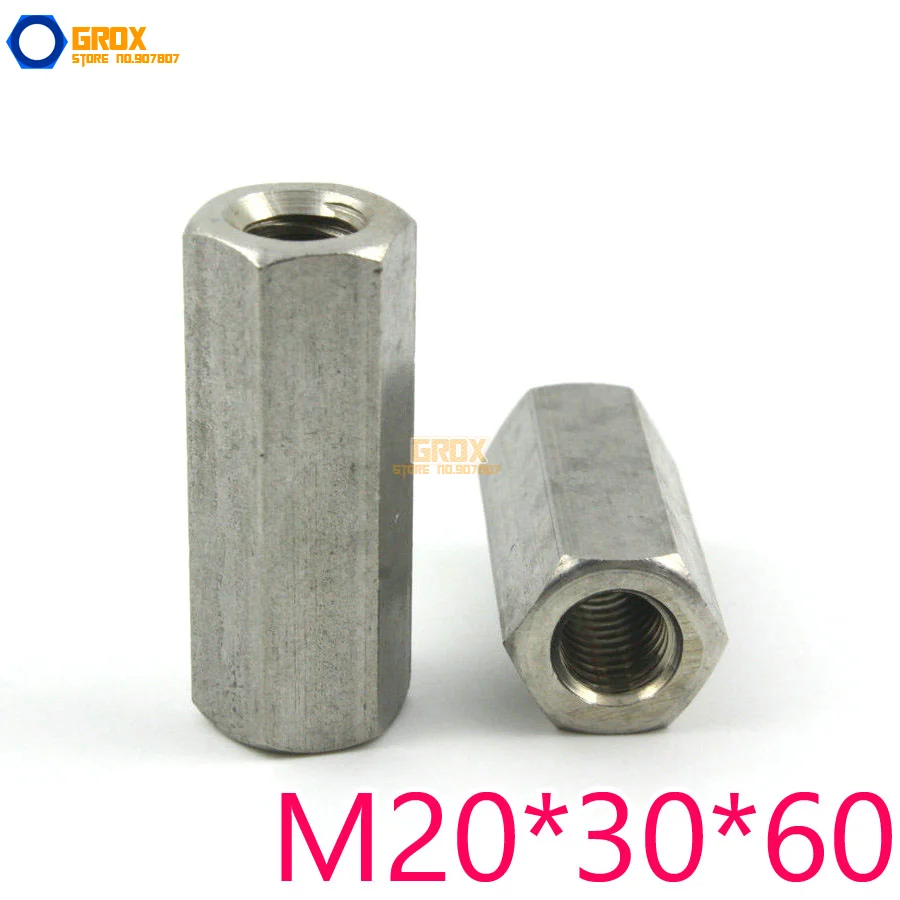 304 A2 Stainless Steel M4-M24 Hex Coupling Nuts Threaded Rod Bar Stud Long Nuts