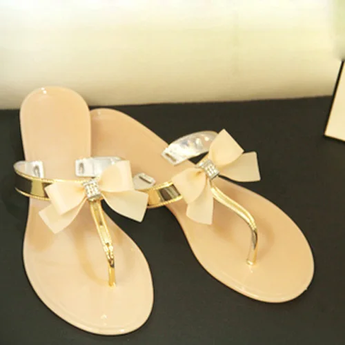 diamante bow flip flops