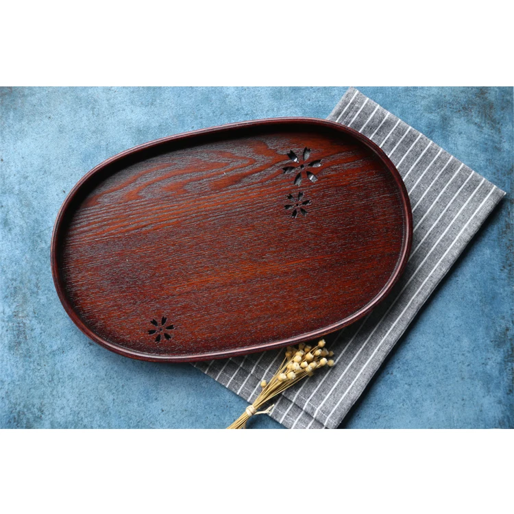 Japan Style Hollow Wooden Tea Trays Home Organizer Storage Trays Large Creative Decorative