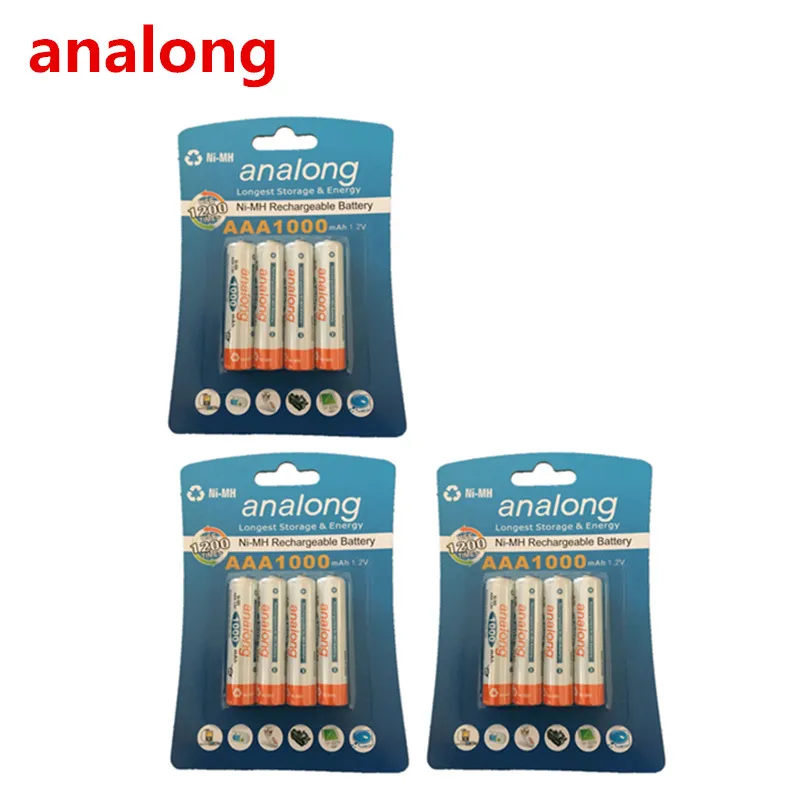 Analong 1,2 V AAA NIMH аккумуляторная батарея емкостью 1000 мАч - Цвет: 12pcs