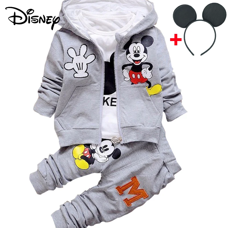 

Disney kids Boys Clothes Blouse Sets Autumn Zipper Leisure Long Sleeved Tops Pant Outfits Tracksuits Kids Bebes Mickey Sets
