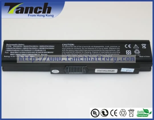 

Laptop battery for Toshiba PA3593U-1BAS PA3594U-1BAS PABAS111 Satellite Pro U300 Tecra M8 Equium U300 10.8V 6 cell