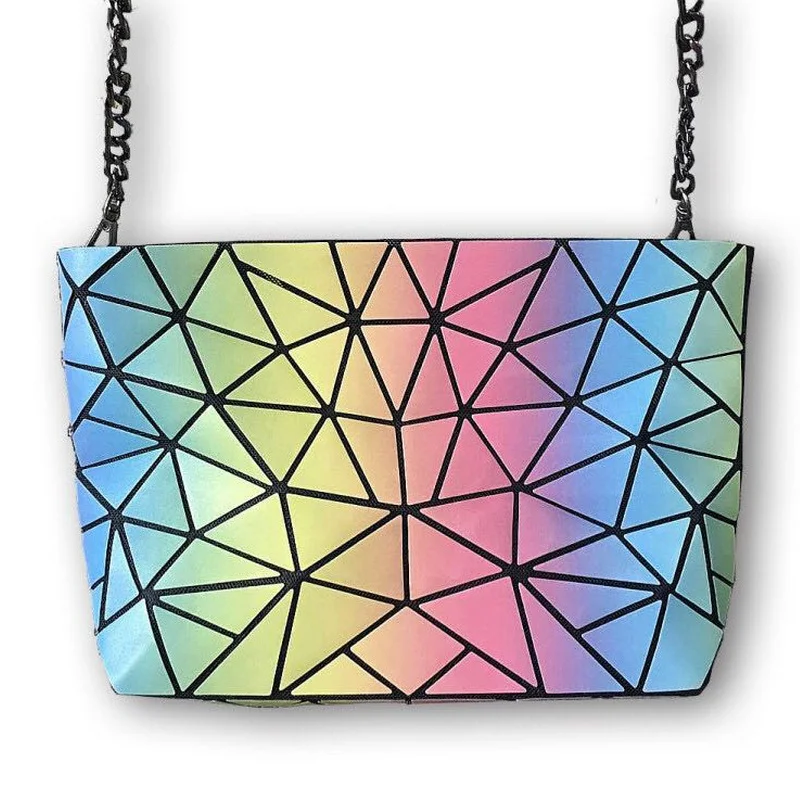 

Fashion Women Chain Pearl BaoBao Bag Ladies Geometric Rainbow Handbag Crossbody Bags Daily Clutch Gradient Mosaic Bao Bao Bolsa