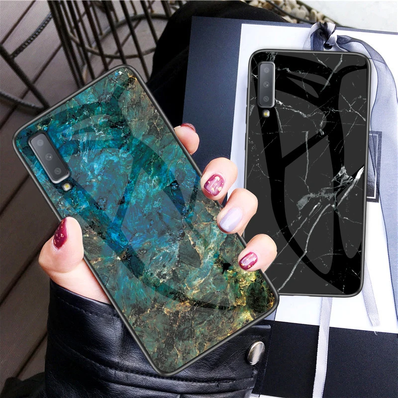 

Fashion Marble Tempered Glass Case For Samsung A7 2018 A50 A750 A6 A8 A9 J6 J8 2018 Back Cover For Samsung S10 S9 S8 S7 Note 8 9