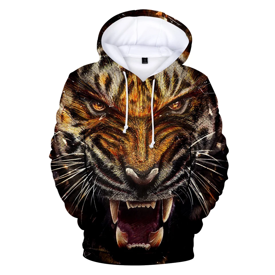

2018 New Men's 3D Hooded Sweatshirt Tiger Print High-quality Hoodies Casual Street Pullover Fashion Cool Plus Size Dropshipping