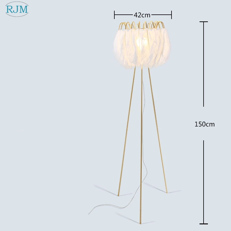 Современные модные настольные лампы в скандинавском стиле с перьями, теплые торшеры из натурального перьев для детской комнаты, спальни в стиле принцессы - Цвет абажура: B
