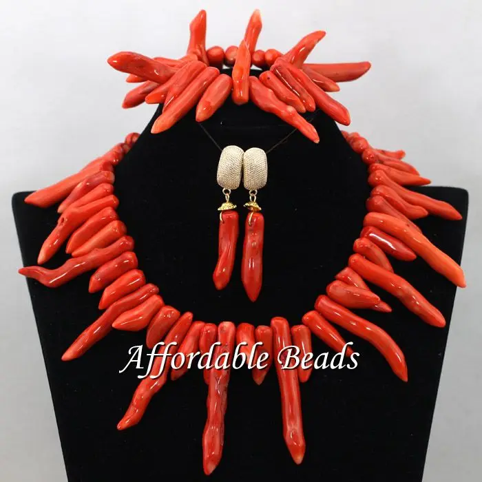 

African Coral Jewelry Necklace Set Chunky African Coral Beads Necklace Set Bridal Jewellery Set Free Shipping CN211