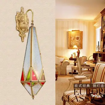 

American vintage Brass Wall sconce for home Entrance Tiffany wall Lamp Large colorful garden lighting E27 Arandela Cafe Lighting