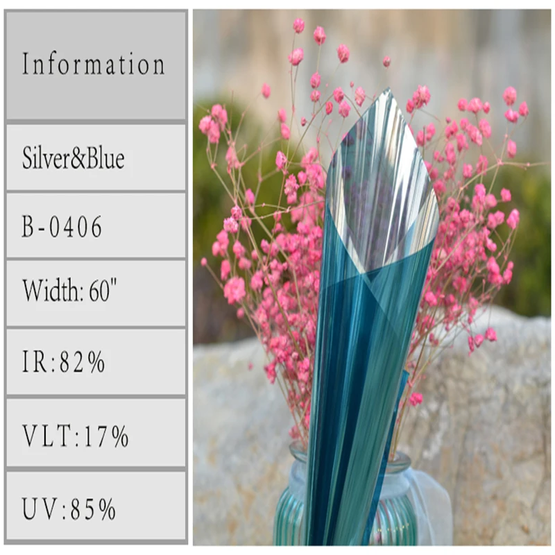 50 см x 152 см 1 шт. Глянцевая светоотражающие синий и Серебристое украшение Плёнки экраны для окон