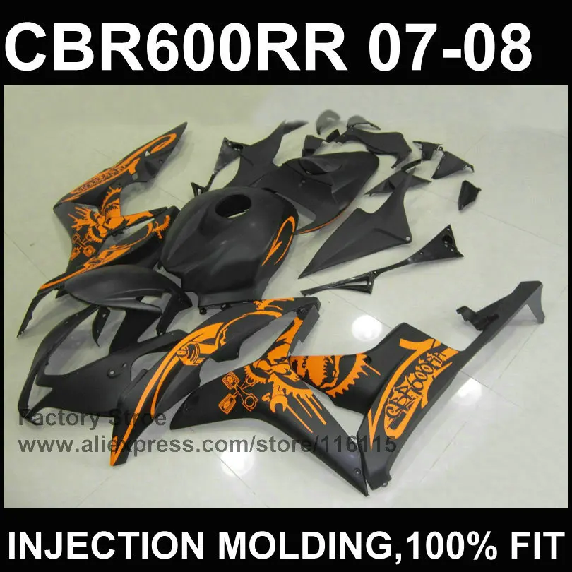 

Black orange fairing kits Injection mould fairing for HONDA CBR 600 RR 2007 2008 cbr600rr 07 08 ABS plastic fairing part