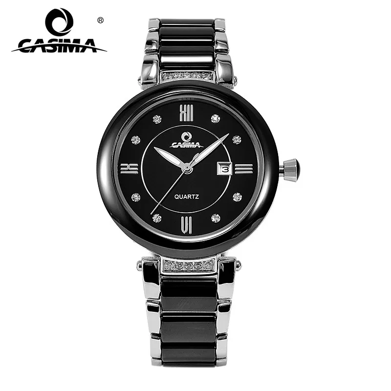

CASIMA Ceramic Stainless Steel Band Women Watch Waterproof 50m Diamond Watches Top Brand Luxury Quartz Ladies Watch
