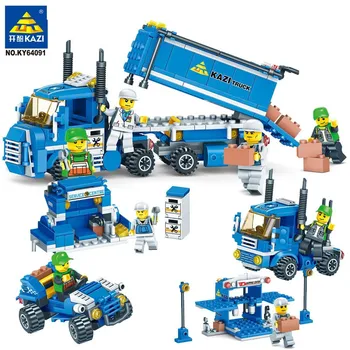 

KAZI 318Pcs 4 IN 1 Urban Freight Building Blocks City Truck Toy Bricks Educational Building Toys for Children