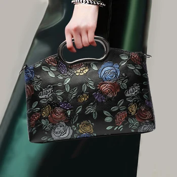 

Noble Small Handbag Genuine Leather Top Leather Embossing Top-handle Bag Ladies Party Fashion Shoulder Bags Crossbody Messenger