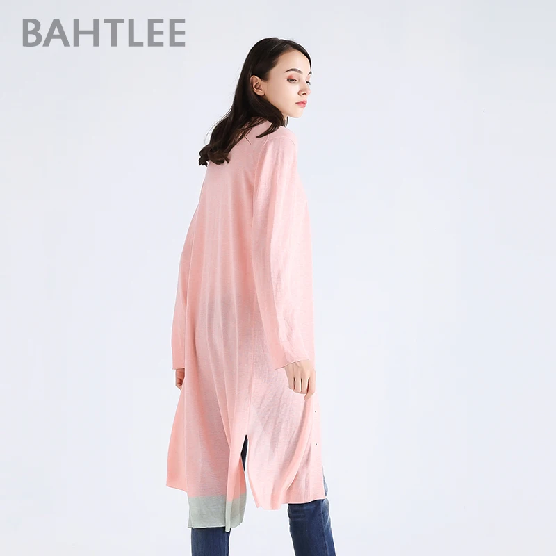 BAHTLEE spring Women's tencel Coat Knitted long Cardigan sweater anti-ultraviolet v-neck Long Sleeves wool thin light Button BAHTLEE spring Women's tencel Coat Knitted long Cardigan sweater anti-ultraviolet v-neck Long Sleeves wool thin light Button