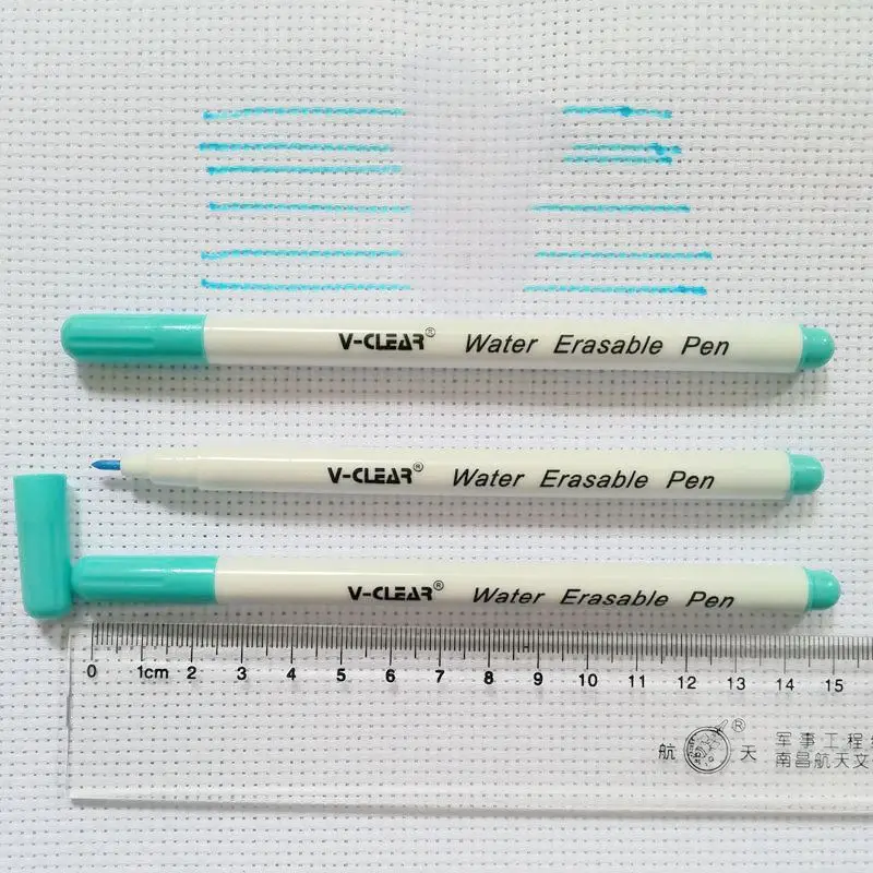 VCLEAR синяя водостираемая ручка 3 шт. водорастворимый маркер ручка для вышивки крестом стираемая ткань краска маркеры инструменты для лоскутного шитья - Цвет: Blue