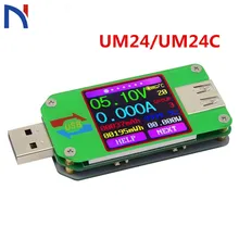 UM24 UM24C вольтметр GreenColor Амперметр для приложения USB 2,0 ЖК-дисплей батарея зарядное напряжение измеритель тока мультиметр кабельный тестер