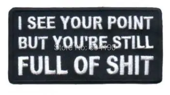 

4" I See Your Point Funny Biker Saying Slogan Embroidered Iron On Patch Motorcycle Biker Vest Jacket Back transfer applique