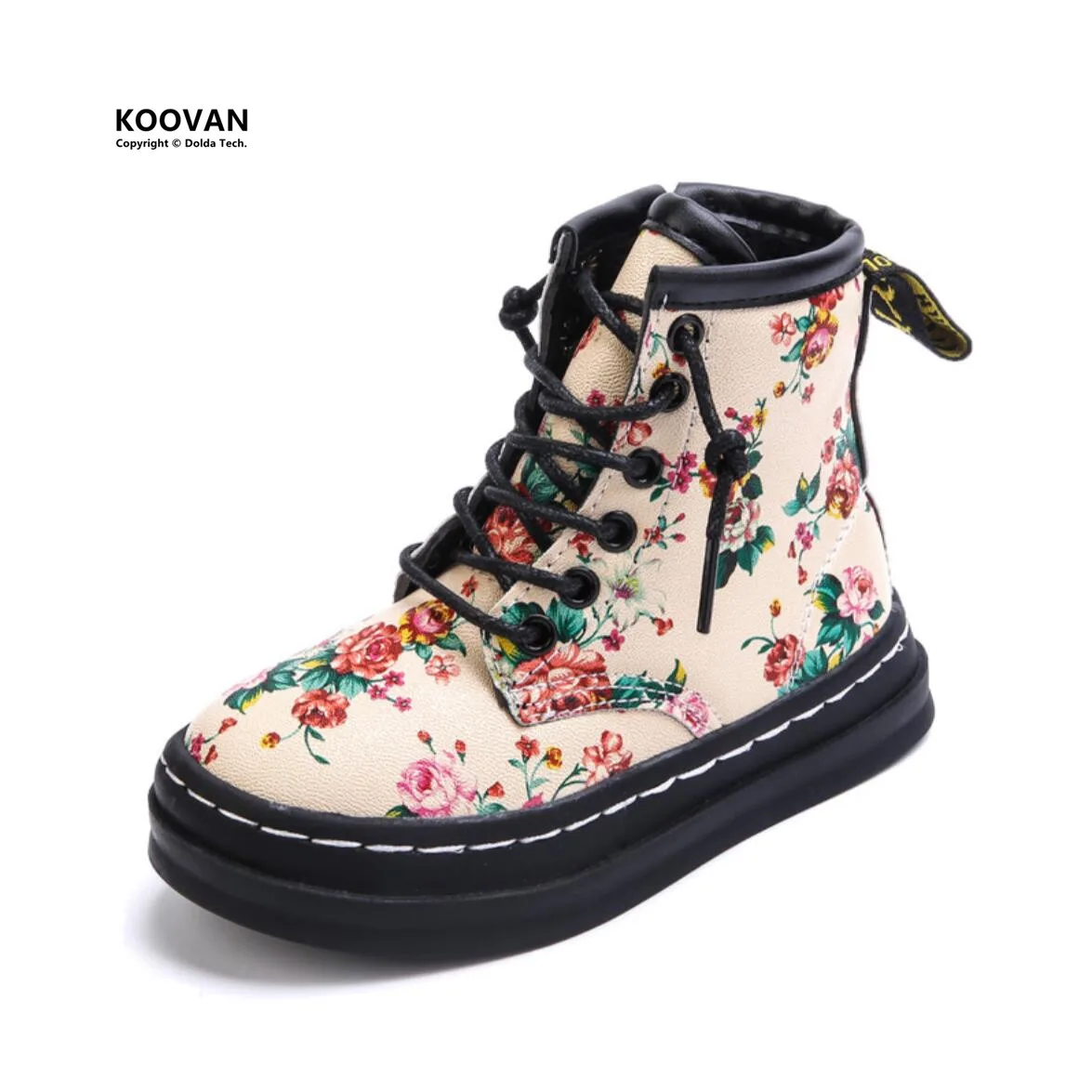Koovan Children's Boots 2017 New Autumn And Winter Baby's Floral Leather Baby Boys Girls Plus Cashmere Ankle Shoes | Детская