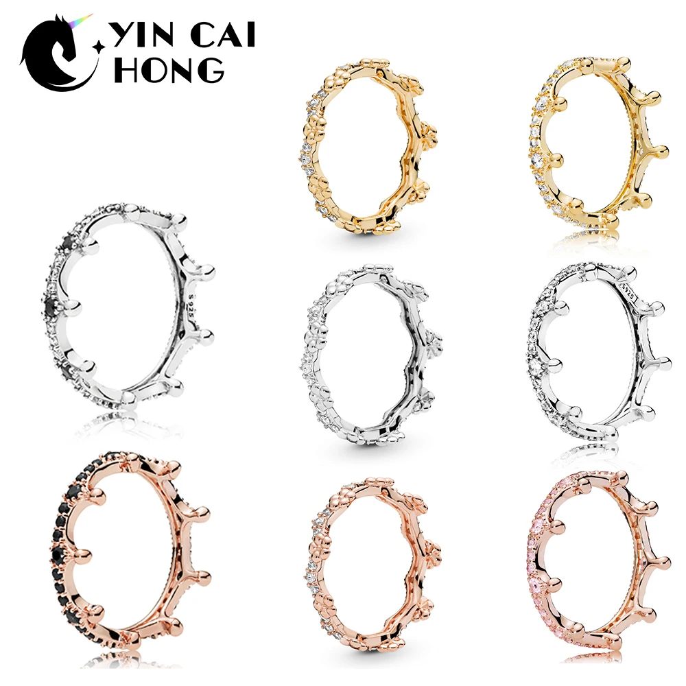 

YCH 100% 925 Sterling Silver New Spring Shine Rose Gold Flower Enchanted Crown Ring Launched in Succession Stay tuned
