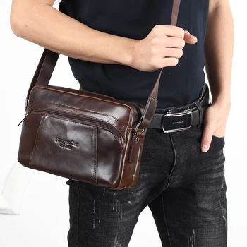 

MEIGARDASS Cow Vintage Men Messenger Bag Genuine Leather Travel Shoulder Crossbody Bags Horizontal Section Men's Handbags Bolsa