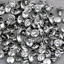 100 наборов 7 мм фианиты кристаллы заклепки из горного хрусталя быстрого серебряного Гвоздика пятна шпильки DIY
