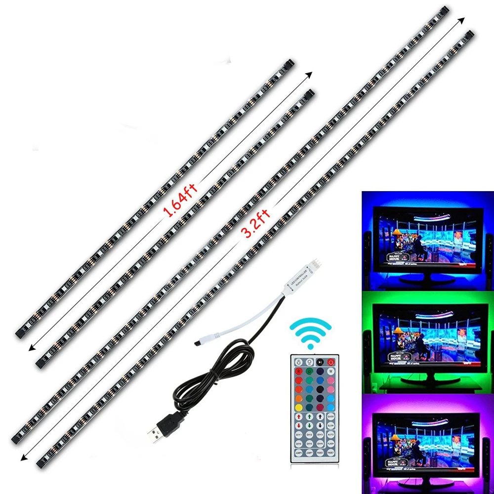 USB Светодиодная лента 5 в RGB гибкая 5050 SMD клейкая HDTV настольная ТВ фоновая наборы