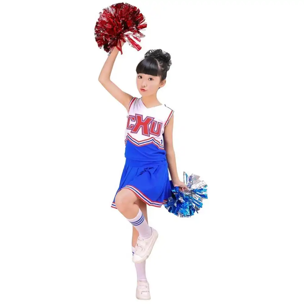 Girls Red Blue Cheerleader Costume Cheer Outfit Uniform With Pom Poms Socks Set Fits 3 15yrs Clothes Dress Girl Red Clothes Setoutfit Set Girl Aliexpress