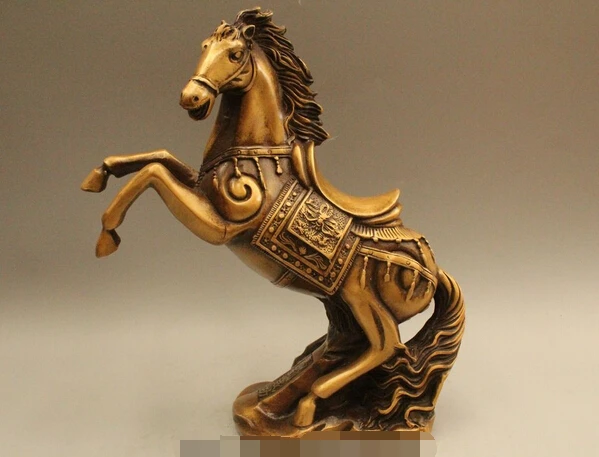 

free 11" China Folk Feng Shui Bronze Wealth Zodiac Year Horse Success Statue Sculptur fast