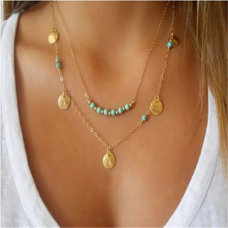 

European and American Fashion double layer Bohemian pendant necklace ND67