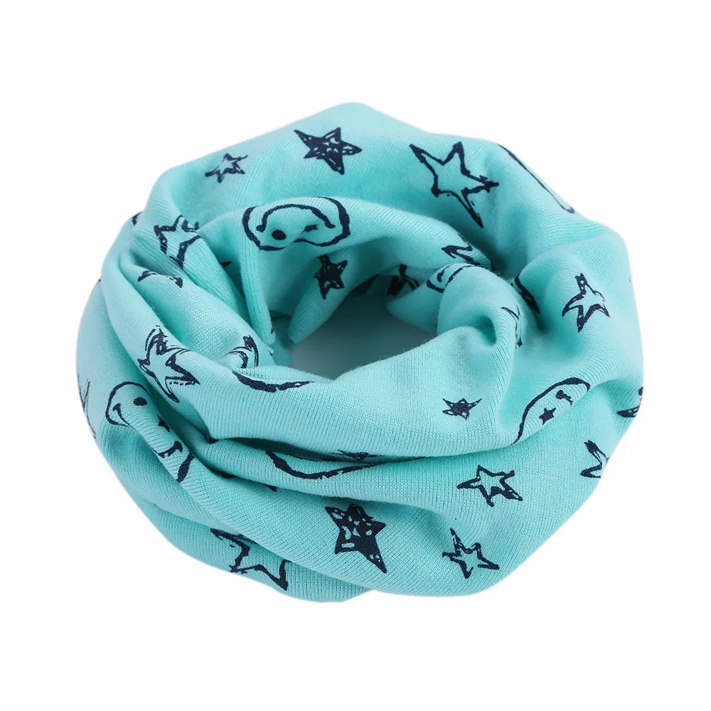 Tonsee/шарф, Детский Теплый хлопковый шарф для девочек и мальчиков, зимний шарф-шаль с круглым вырезом, шейный платок с рисунком смайлика и звезды