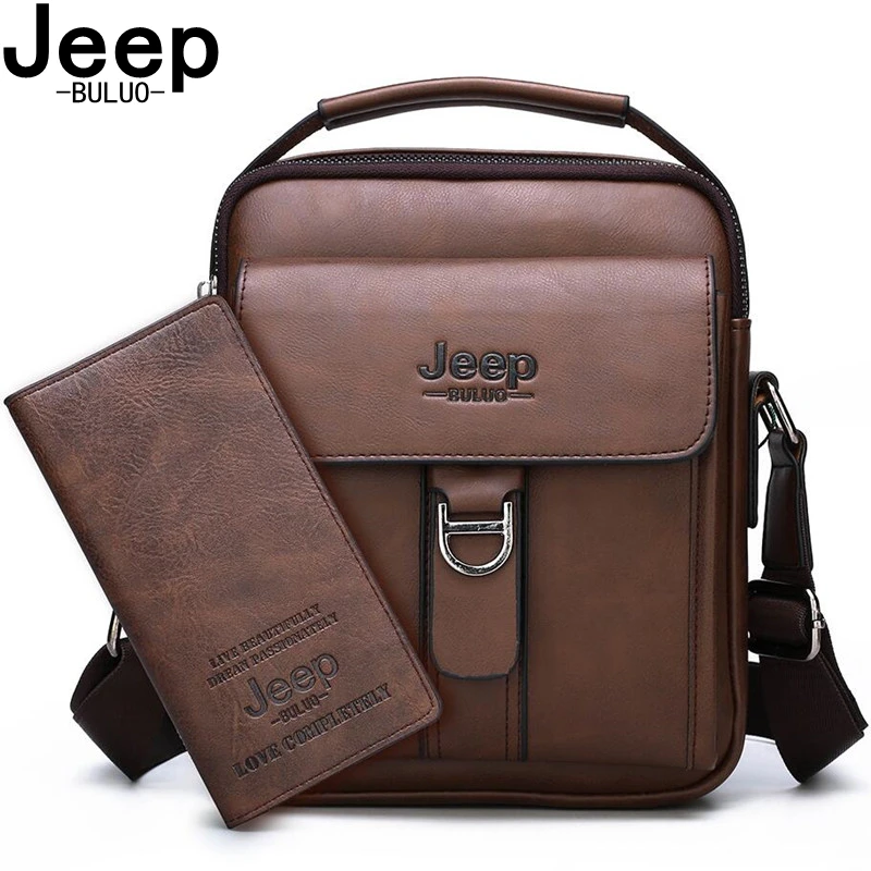 

JEEP BULUO Brand New Man's Shoulder Messenger Bag High Quality Leather Crossbody Bags For MenBusiness Casual Fashion Tote Bags