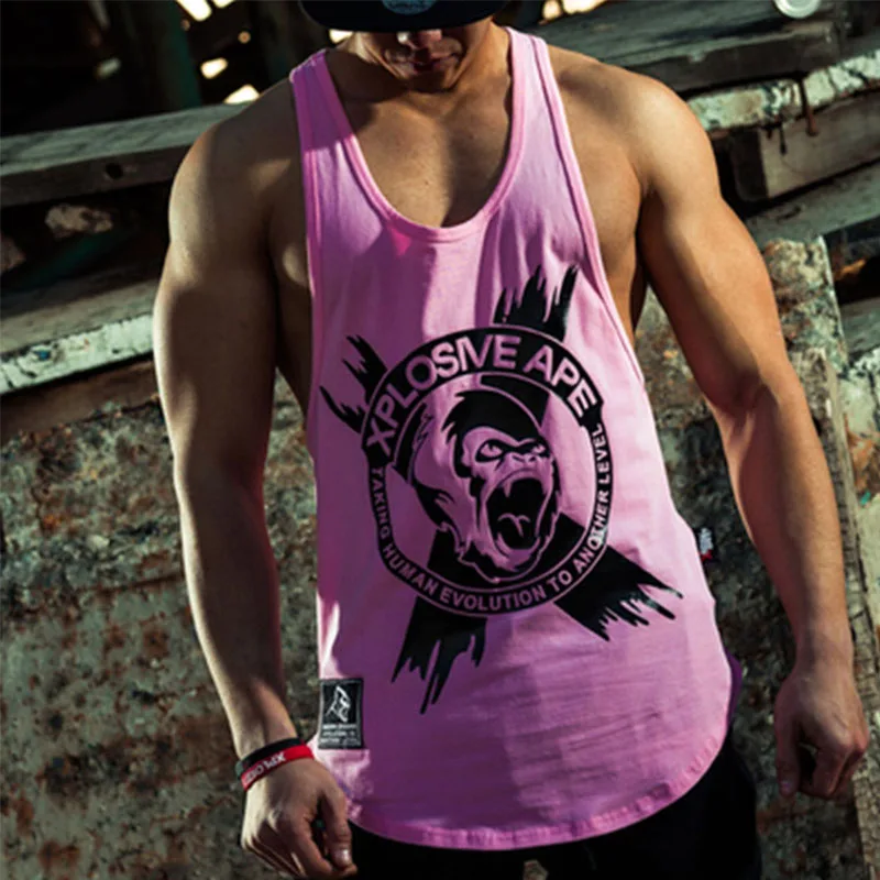 KORKSLORES turnhallen Fitness Mens Tank Top Bodybuilding Sleeveless Kleidung Weste Kleidung Bodybuilding Fitness Männer Tank Top druck