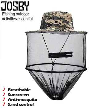 

Camouflage Anti Mosquito Fishing Hat With Net Mesh Head Cover Fisherman Hat Beekeeping Camping Mask Face Protect Caps