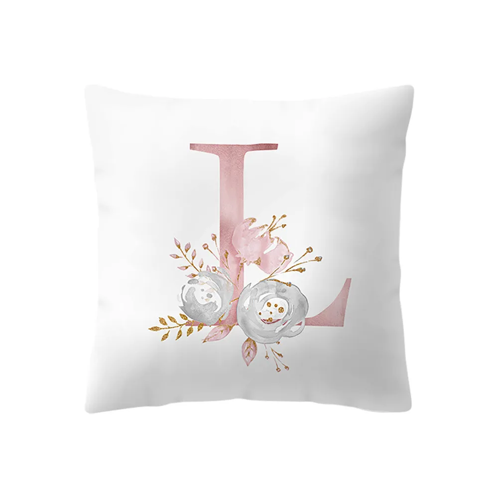 Розовый цветок письмо декоративная наволочка Чехлы наволочка подушки для дивана полиэстер украшение дома наволочка 45*45 402