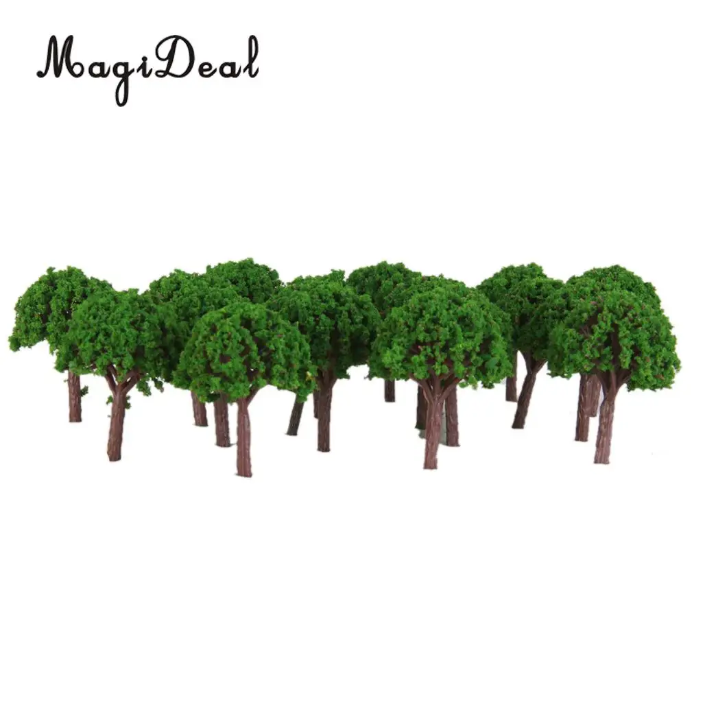 MagiDeal 50Pcs Plastic 3cm Scenery Landscape Train Model Trees Light Green for Street House Park Garden Layout Classroom Decor