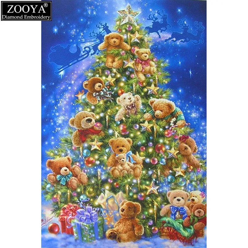 ZOOYA 5D DIY Алмаз вышивка Рождественская елка алмазов картина вышивки крестом полный