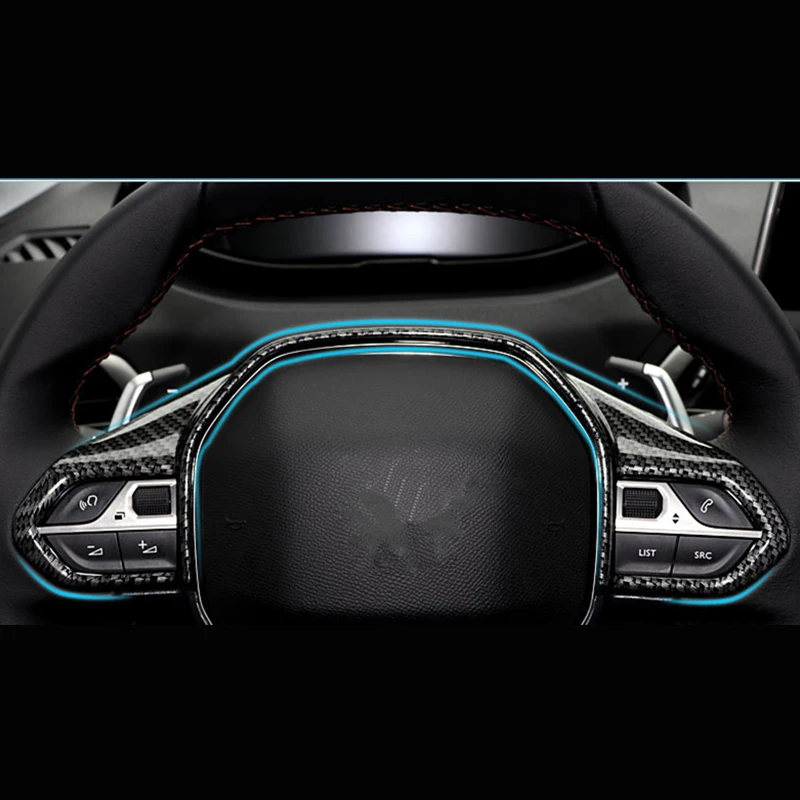 

For Peugeot 508 Allure SW GT 2019 ABS Carbon fibre Car rear package steering wheel trim Cover Trim Car Styling Accessories 1pcs