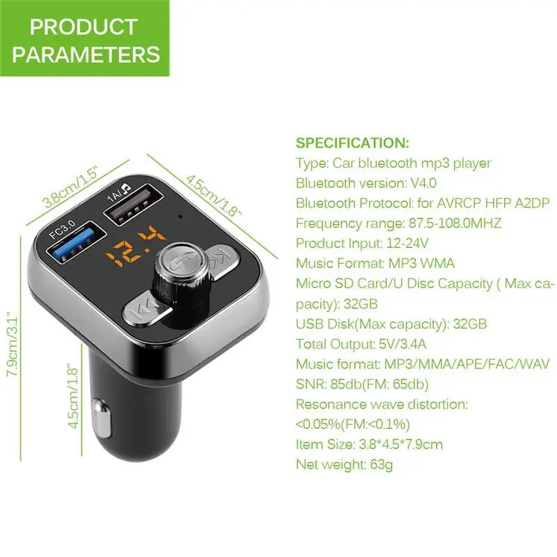 ONEVER беспроводной Bluetooth автомобильный комплект MP3-плеер FM передатчик модулятор телефонные звонки в режиме Hands-free Dual USB Зарядное устройство адаптер DC12V