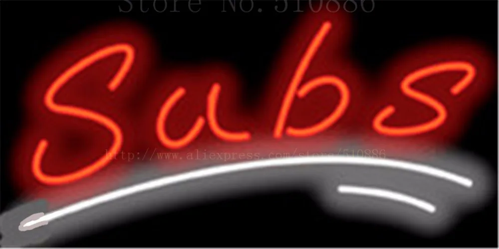 Subs неоновая вывеска настоящий стеклянный светильник для пивного бара паба